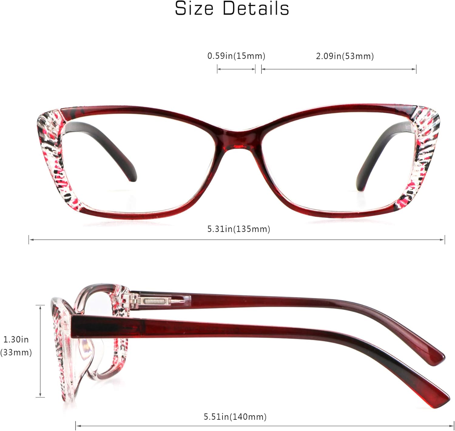 VisionGlobal 4 pares5 pares de anteojos de lectura con bisagra de resorte, lentes de bloqueo de luz azul para mujereshombres