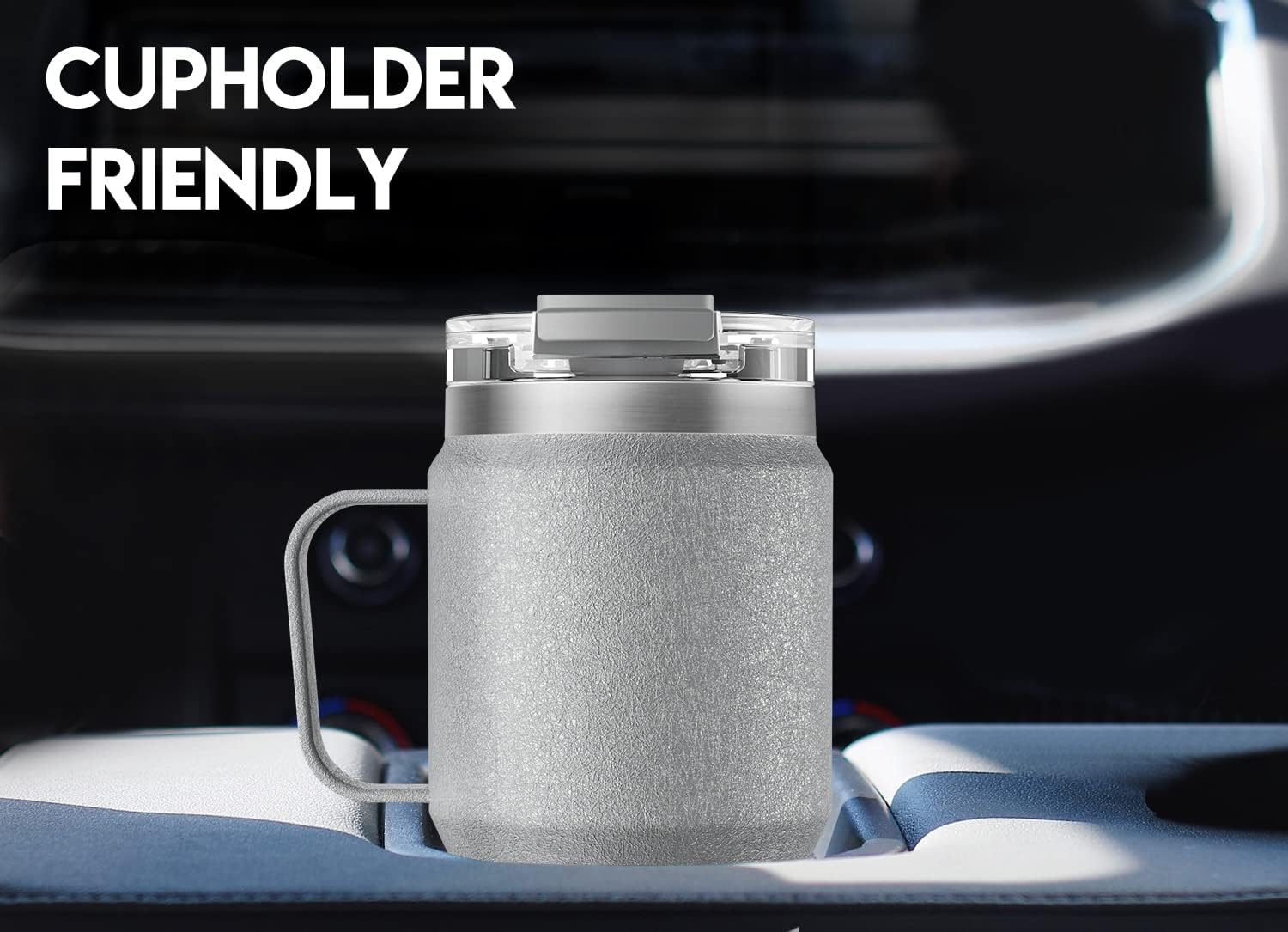 Meoky Vaso de viaje de 24 onzas, vaso de acero inoxidable con triple aislamiento con asa y tapa para sorber 2 en 1, 100% a prueba de fugas, mantiene