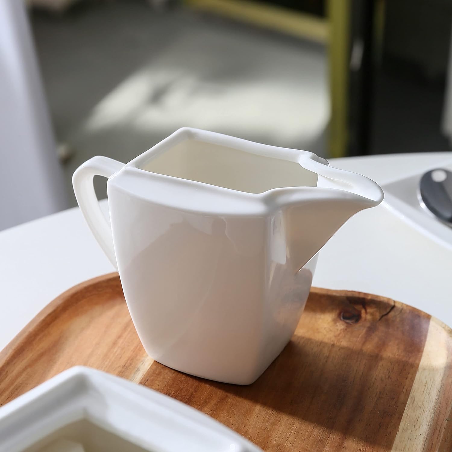 MALACASA Juego de azúcar y crema, juego de porcelana blanca para café, té y leche, jarra de leche de 1 pieza y 1 juego de azucarera con tapa, serie