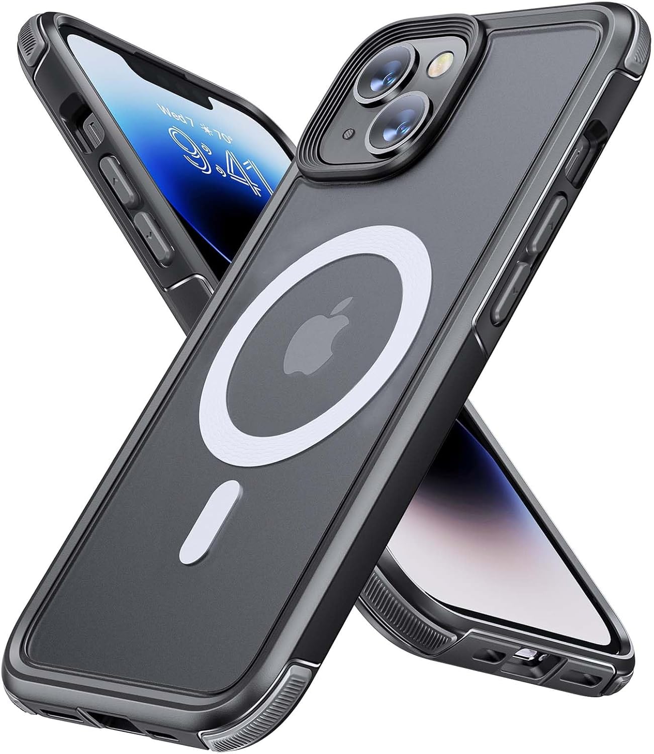 Diaclara Funda magnética para iPhone 13iPhone 14, compatible con MagSafe, a prueba de caídas de grado militar de 10 pies, funda translúcida para
