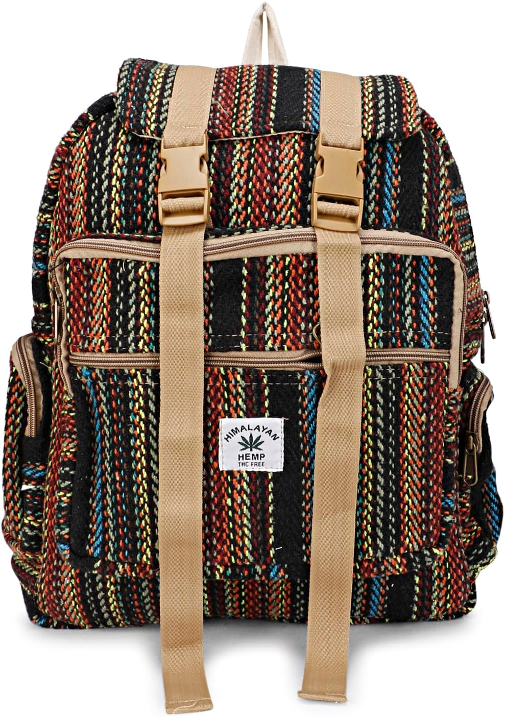 Himalyan Hemp Laptop Bag MochilaViajero Bolsa, Cáñamo Portátil Bolsa, Negro Multi-2, Mochila