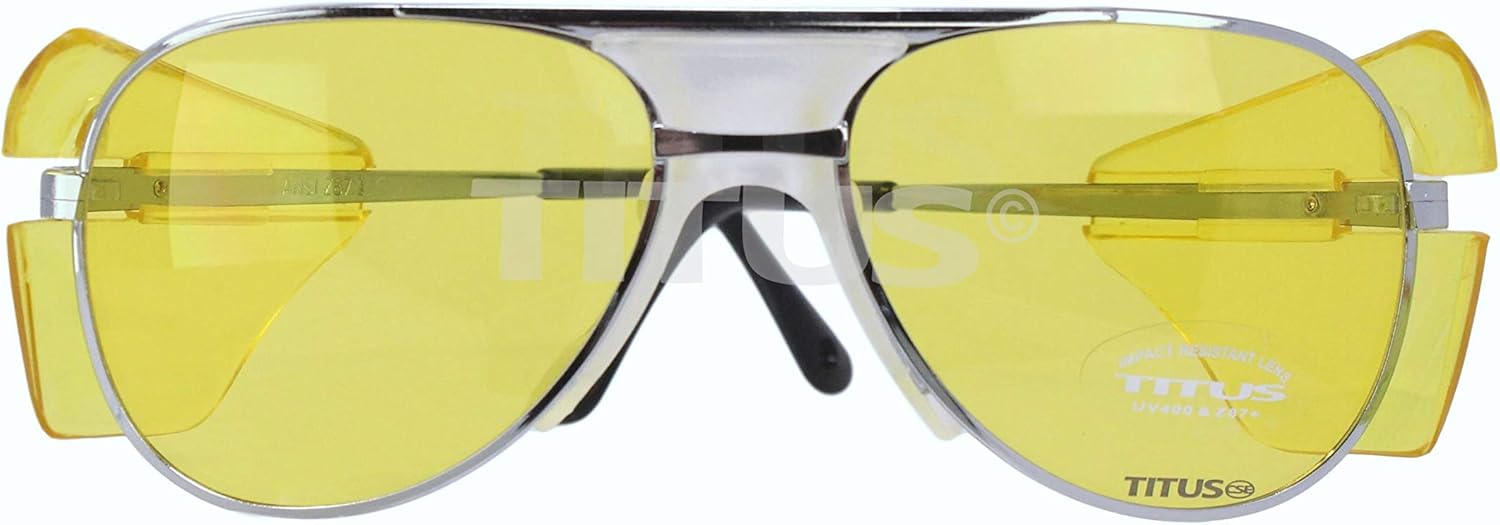 TITUS G77 – Gafas de seguridad con montura de metal premium Aviator Z87+, Z87.1, protección lateral, para disparos de motocicleta, DOT ANSI CE