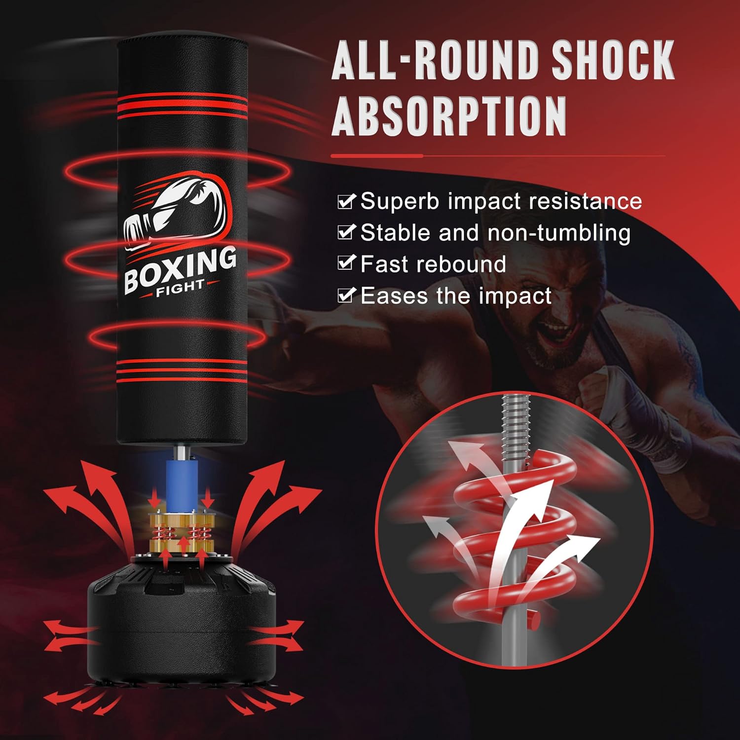 Saco de boxeo con soporte independiente bolsa de boxeo pesada