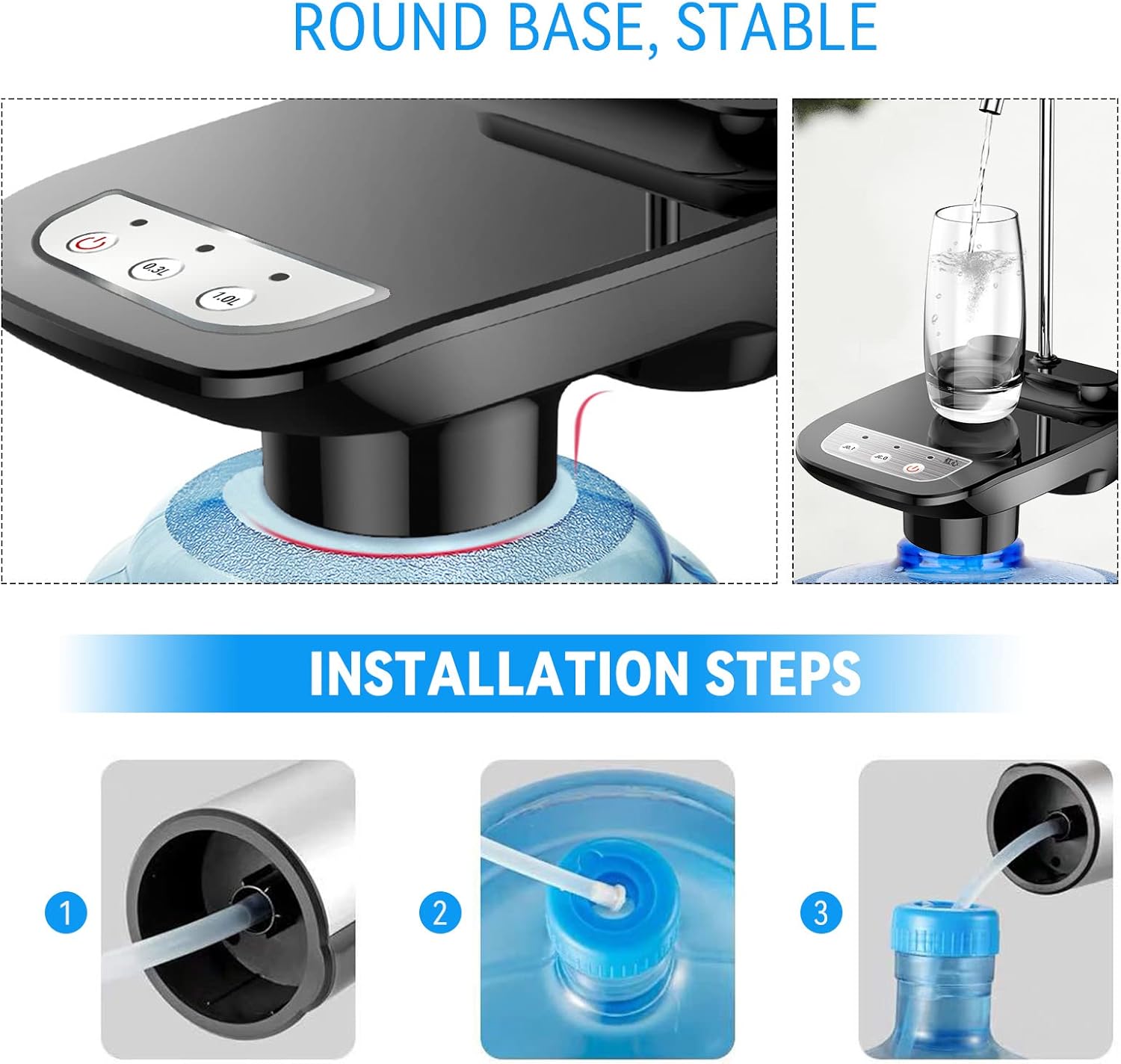 Bomba dispensadora de agua de 5 galones, bomba dispensadora de agua potable, botellas de agua de 3.8-18.9L, recargable por USB, eléctrico,