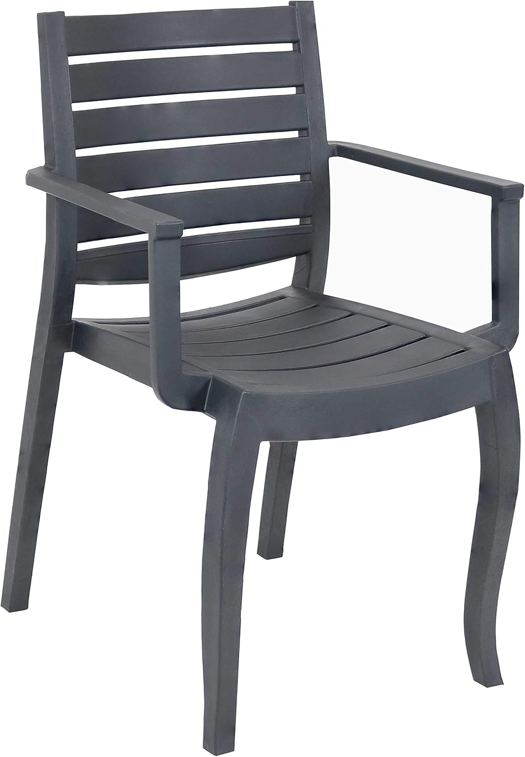 Sunnydaze Illias – Silla de plástico para patio al aire libre, juego de 2, asientos apilables, color gris