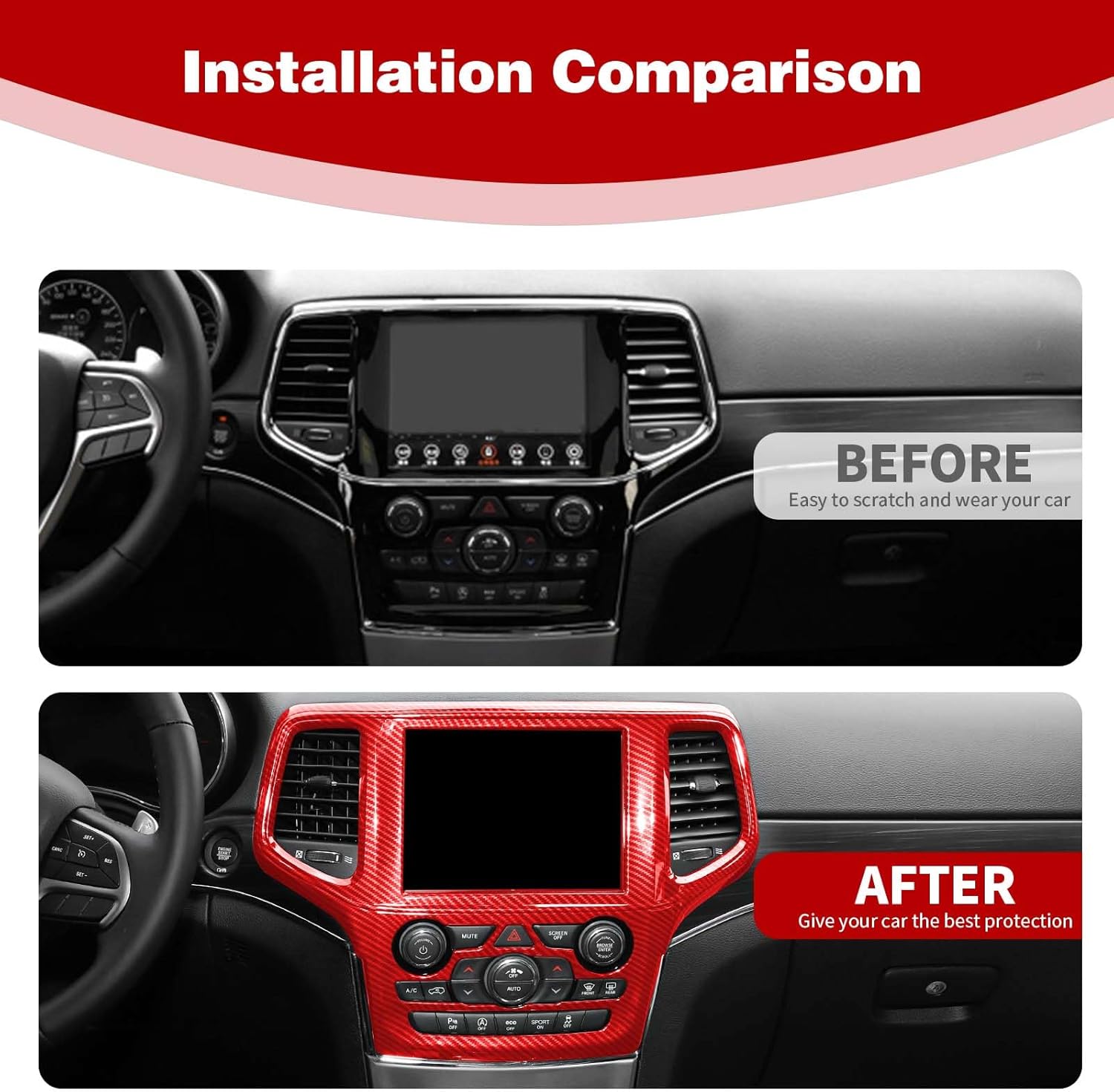 Cubierta para panel de navegación con bisel central para Grand Cherokee Center Dash compatible con Jeep Grand Cherokee 2019 2020, accesorios