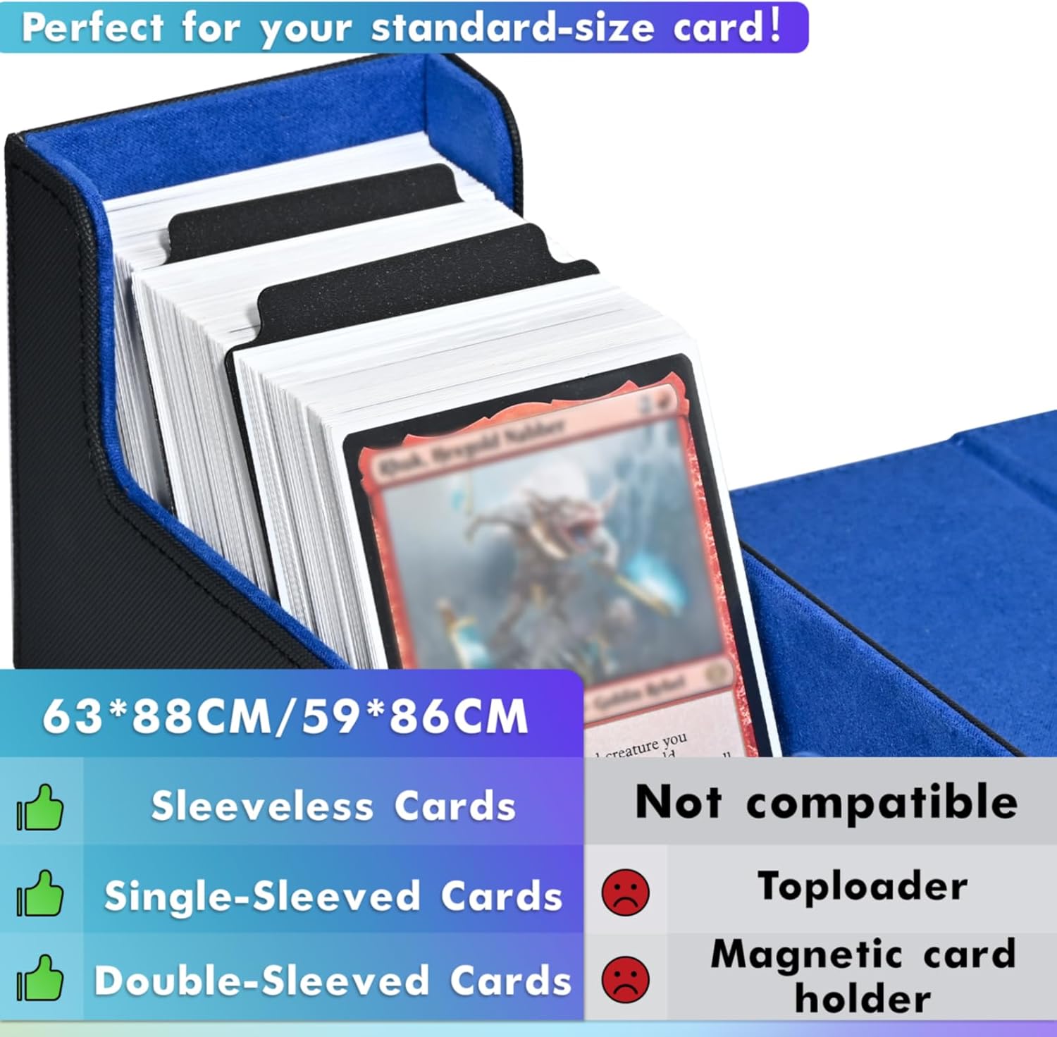 Caja de almacenamiento de tarjetas para tarjetas intercambiables, más de 600 fundas de piel sintética para cartas de comandante, soporte magnético