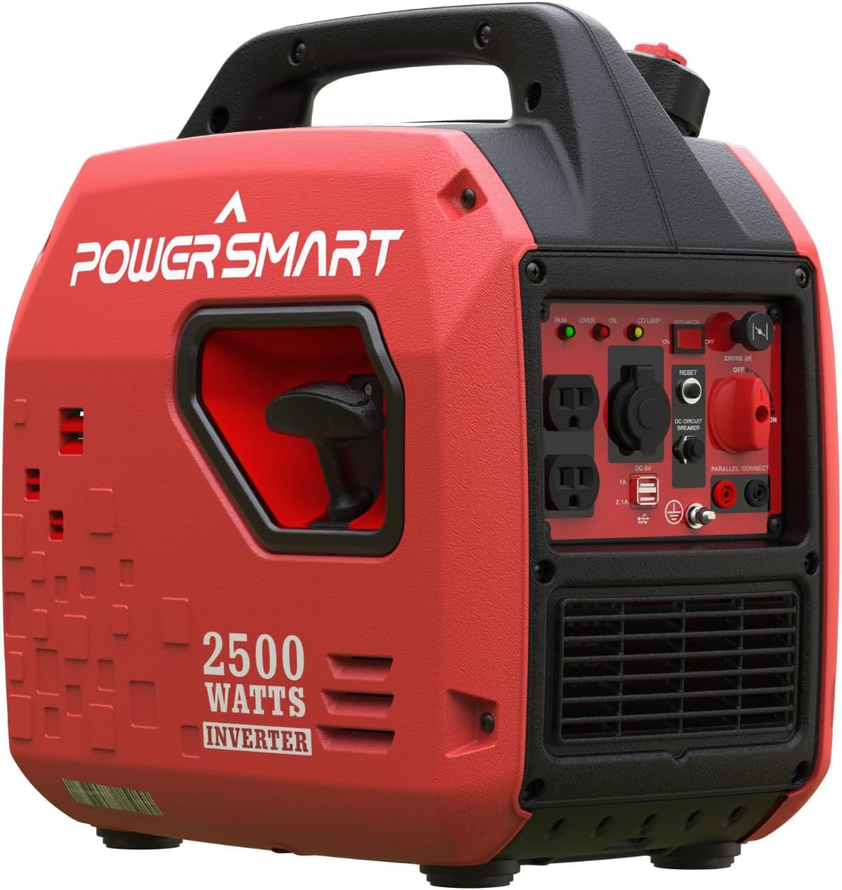 PowerSmart Generador inversor de gas portátil de 2500 vatios, súper silencioso, generador de alta eficiencia de combustible, ligero, compatible con
