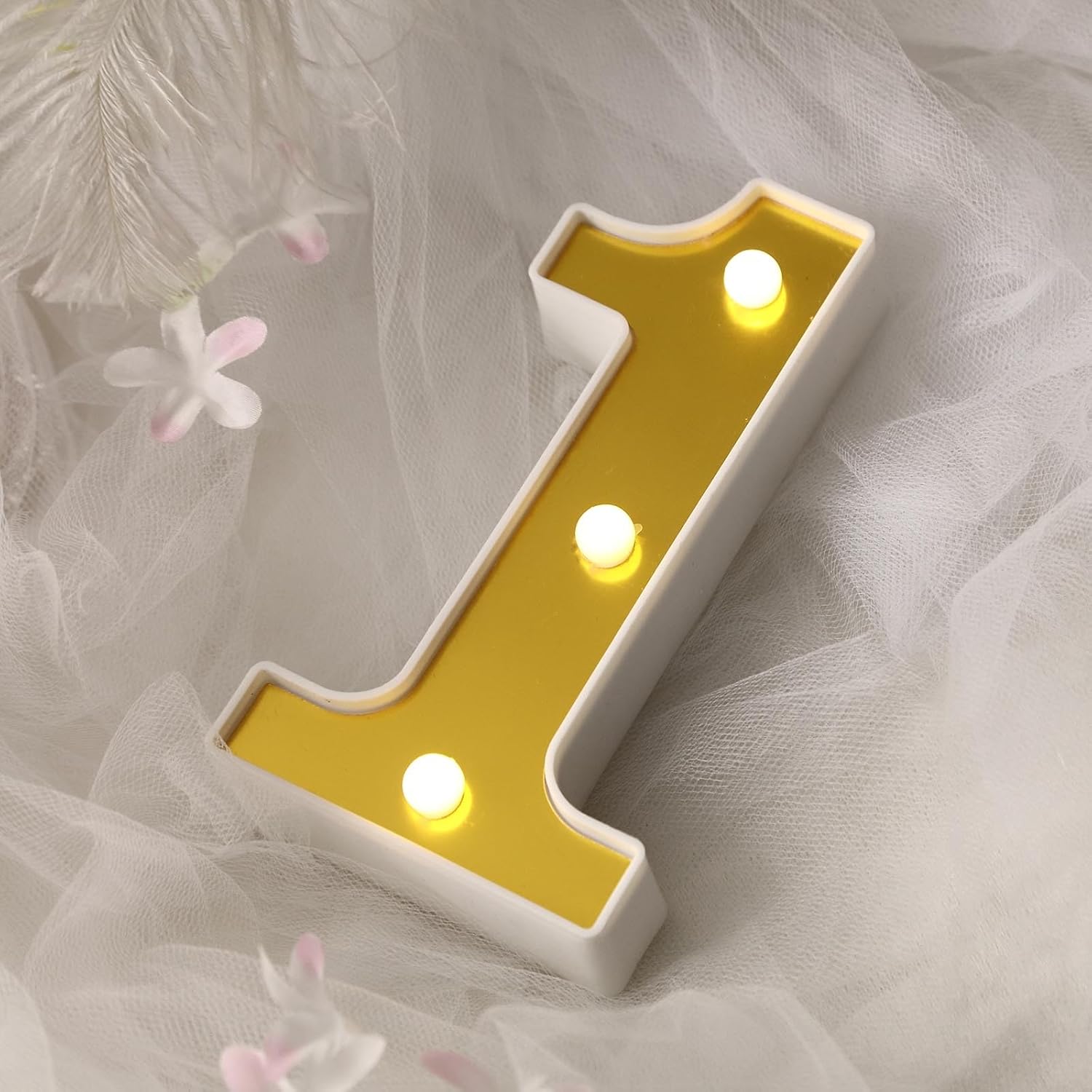Efavormart – Letras de marquesina dorada 3D de 6 pulgadas, 5 letras LED iluminadas, color blanco cálido, 1