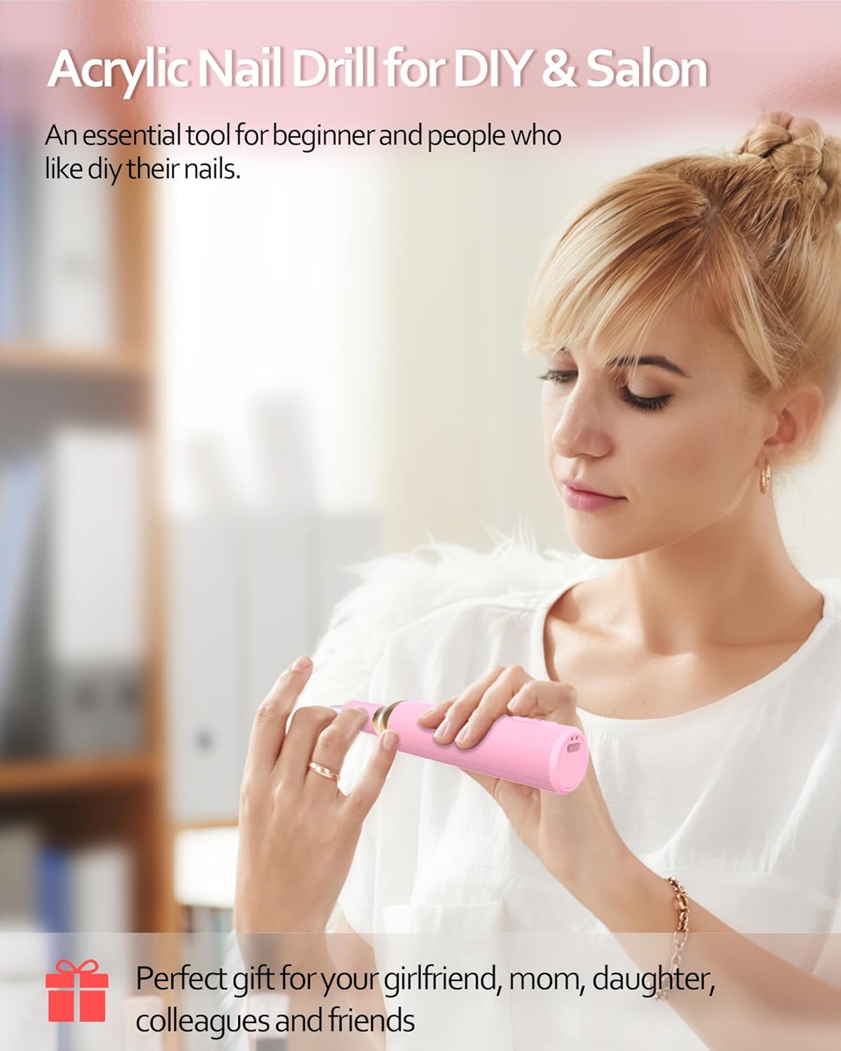 DEEHENK Taladro de uñas eléctrico inalámbrico portátil para uñas acrílicas de gel, lima de uñas recargable para el hogar, sala de belleza, lima de