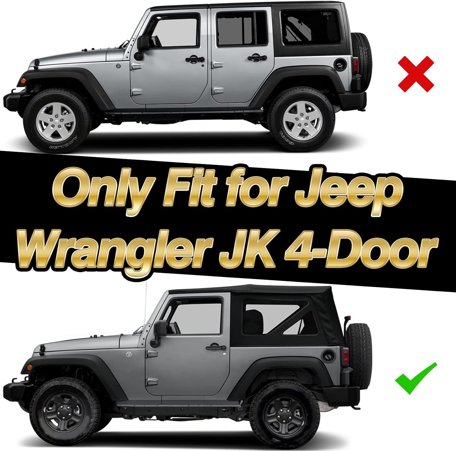 KKoneAuto Estribos compatibles con Wrangler JK Utility 2007-2018 de 4 puertas, 2 piezas deslizantes de roca, estilo OE, escalones laterales negros