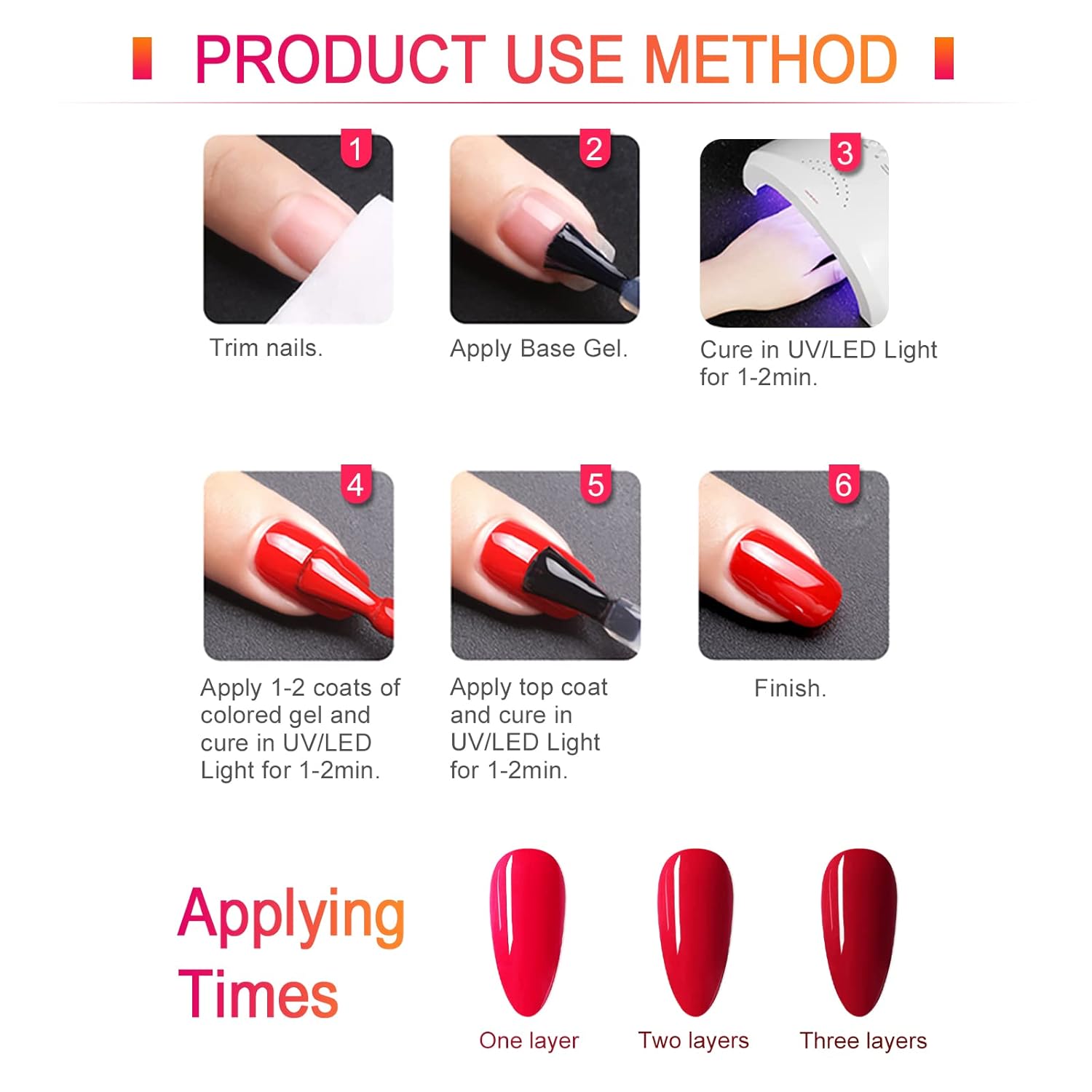 CANNI Esmalte de uñas de gel negro, 1 unidad de 0.6 fl oz (0.5 fl oz) de esmalte de gel negro puro Soak Off LED, juego de esmalte de uñas en gel