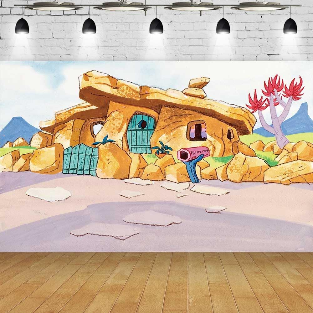 Telón de fondo de piedra de 5.9 x 3.6 pies, fondo de piedra para fotografía, picapiedra, suministros para fiesta de cumpleaños, decoración de fiesta