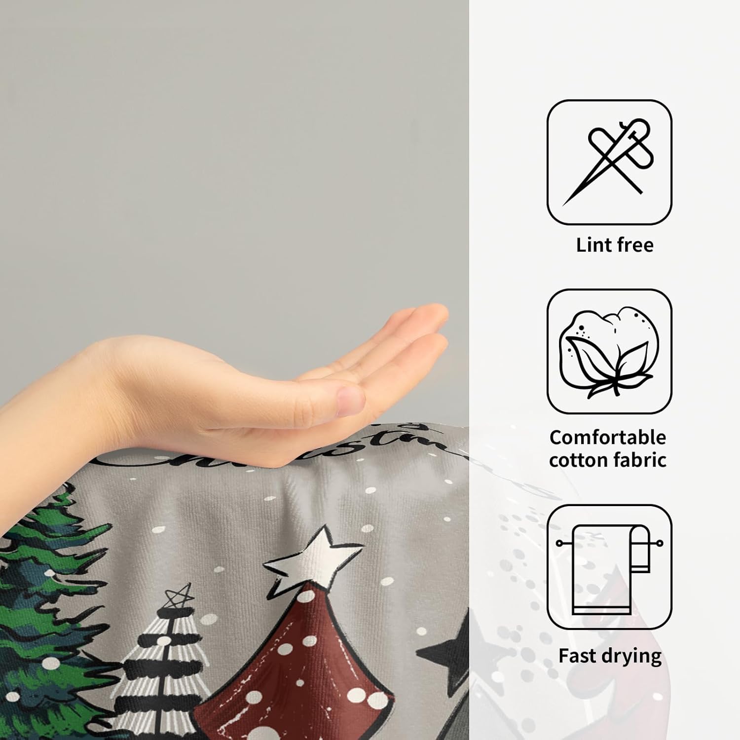 Juego de 2 toallas de mano de árboles de Navidad, toallas de baño suaves para vacaciones, toallas de cocina suaves, toallas de baño decorativas para