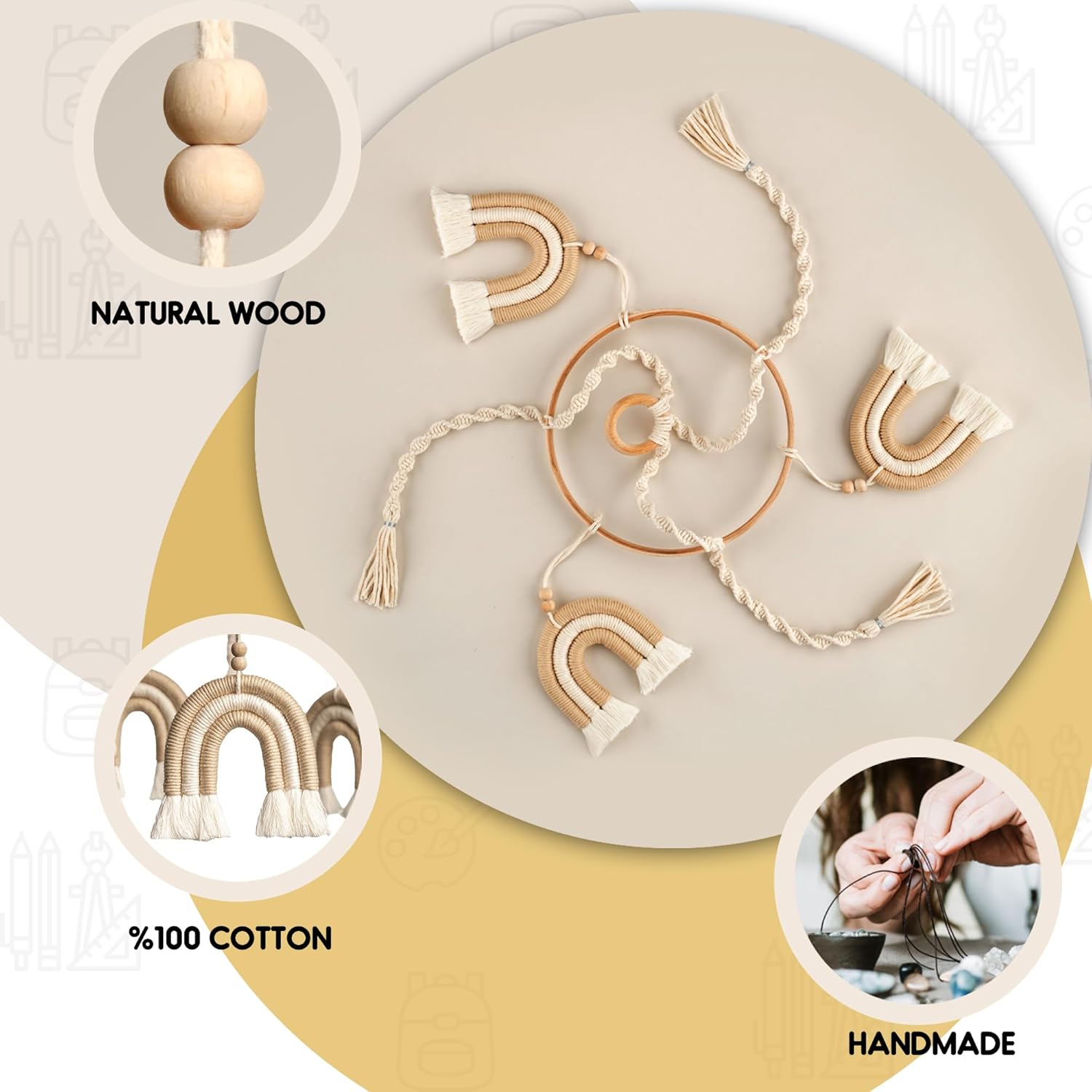 Móvil de cuna para niñas, móvil de bebé arcoíris, móvil hecho a mano para cuna, móvil de macramé para cuna, móvil de cuna bohemio, móvil de cuna