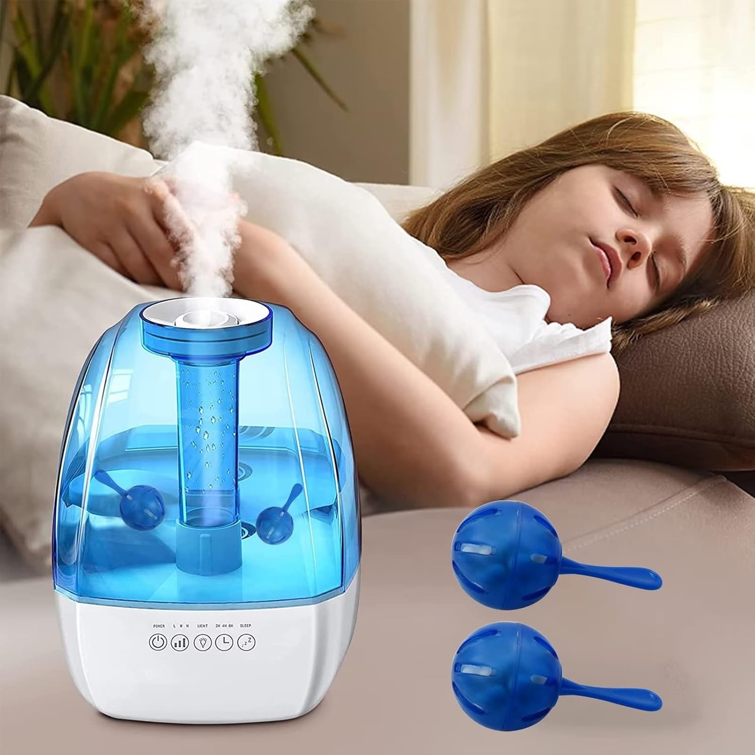 Limpiador humidificador de 12 piezas, bola de limpieza de desmineralización, funciona en todos los humidificadores residenciales y peceras, purifica