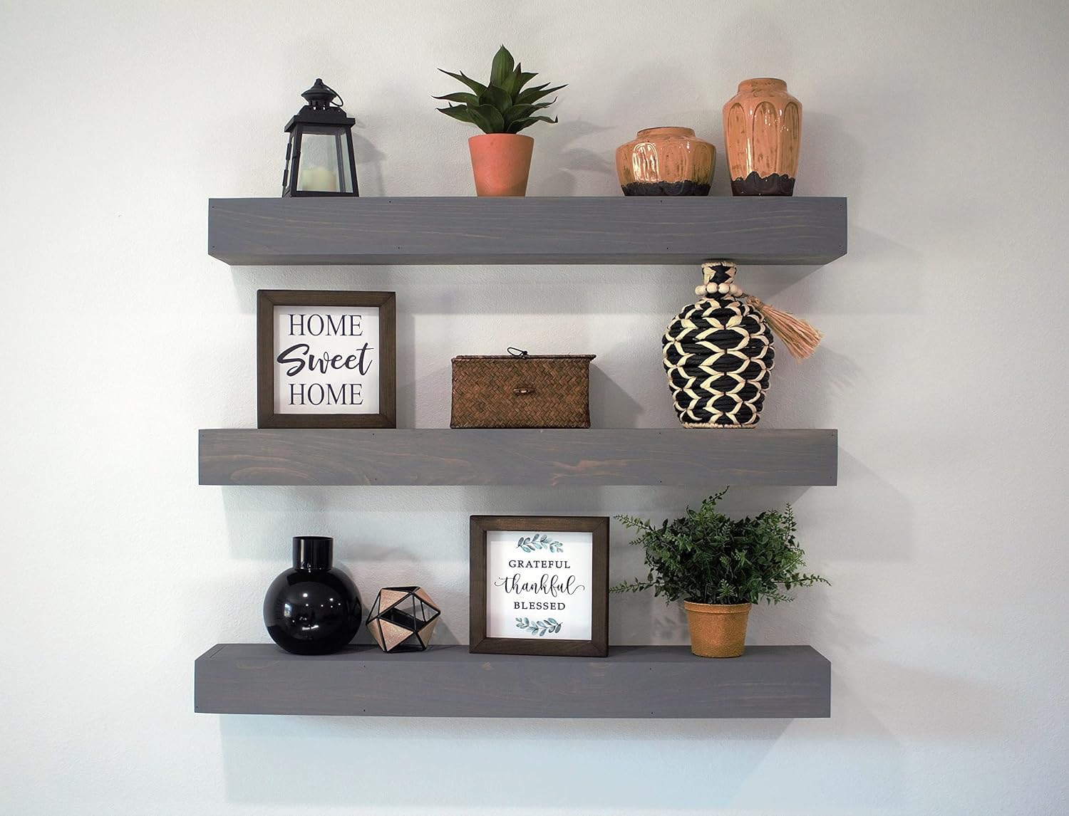 Floating shelves wood-farmhouse shelves-black shelves above toilet-wall shelves-rustic wall shelf-gray floating shelves-kitchen shelf (36″, Walnut)