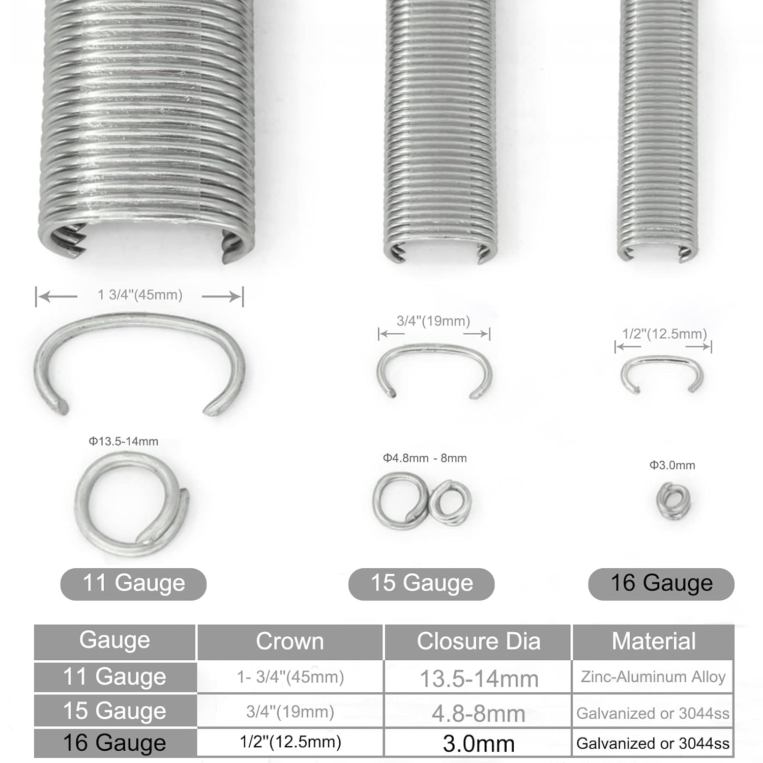 KIMSING SC760 – Juego de grapas de anillo en C de acero inoxidable con corona de 58 pulgadas, anillos en C, grapas de cerdo de alambre, sujetadores