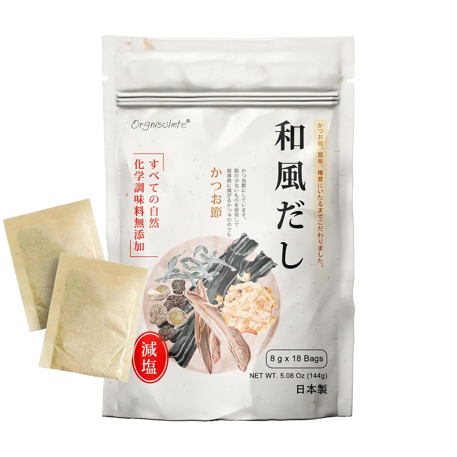 Orgnisulmte Dashi Stock (paquete Dashi, caldo Dashi), caldo de sopa Umami dashi, todos los ingredientes naturales, sin MSG, sin aditivos, 100%