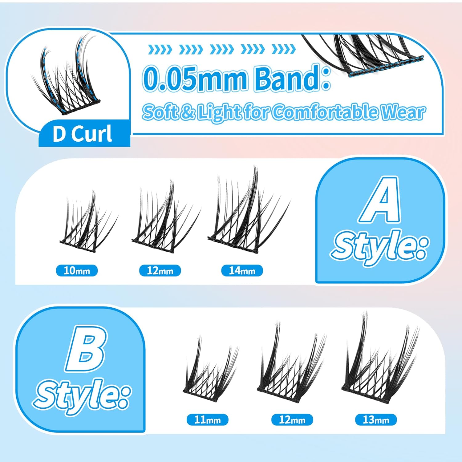 QUEWEL – Kit de extensiones de pestañas en grupo con pegamento de adhesión y sellado impermeable y de larga duración, incluye herramienta