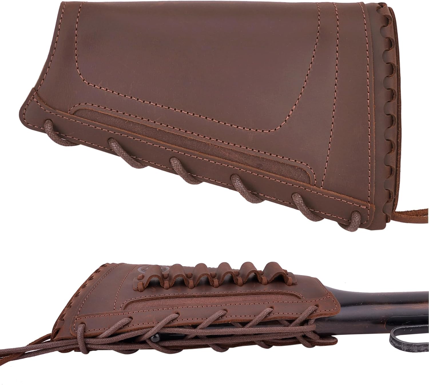 Soporte de cartucho de carcasa para rifle de cuero, almohadilla a tope de pistola para 30-30 .357 .22LR 410GA 45-70 44mag