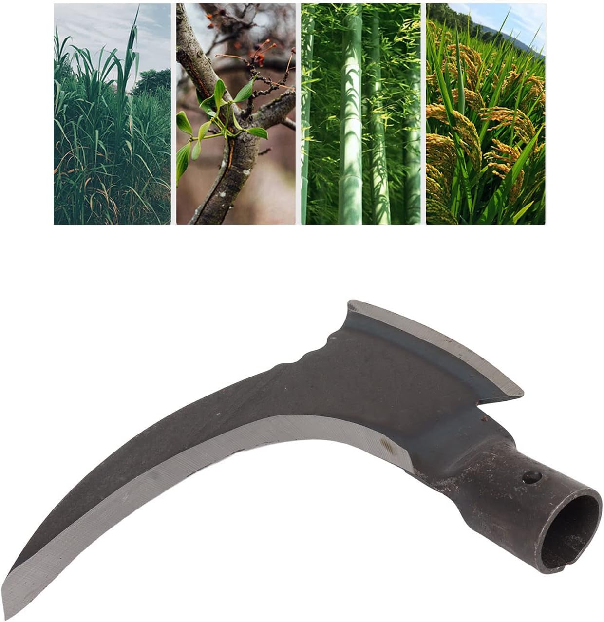 VBESTLIFE Guadaña doble de acero al manganeso, portátil, multifuncional, cortar árboles, doble hoz para jardinería, herramientas manuales, hierba y