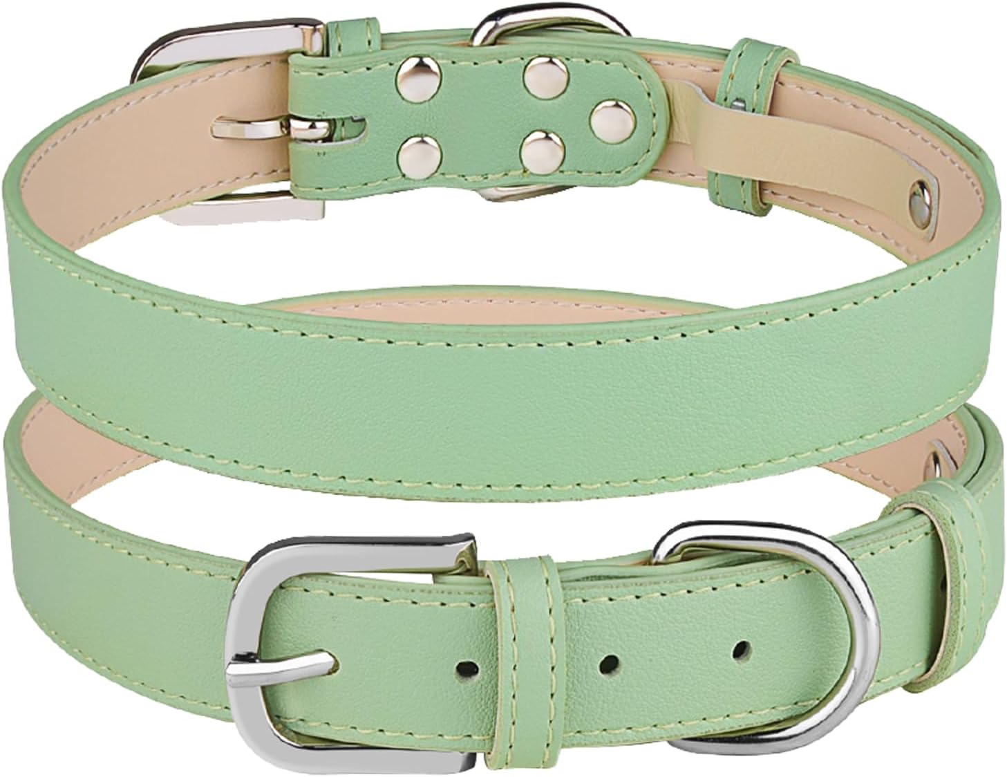 Collar de cuero para perro pequeño, mediano y grande, ajustable, impermeable, con hebilla de aleación, resistente para cachorros y gatitos