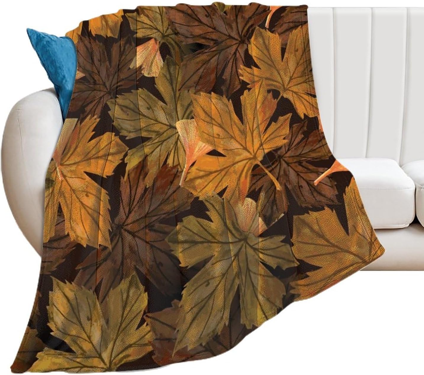 Manta de verano de hojas de arce secas de otoño, manta de franela esponjosa, suave, ligera y acogedora manta de felpa para sofá, cama, sala de