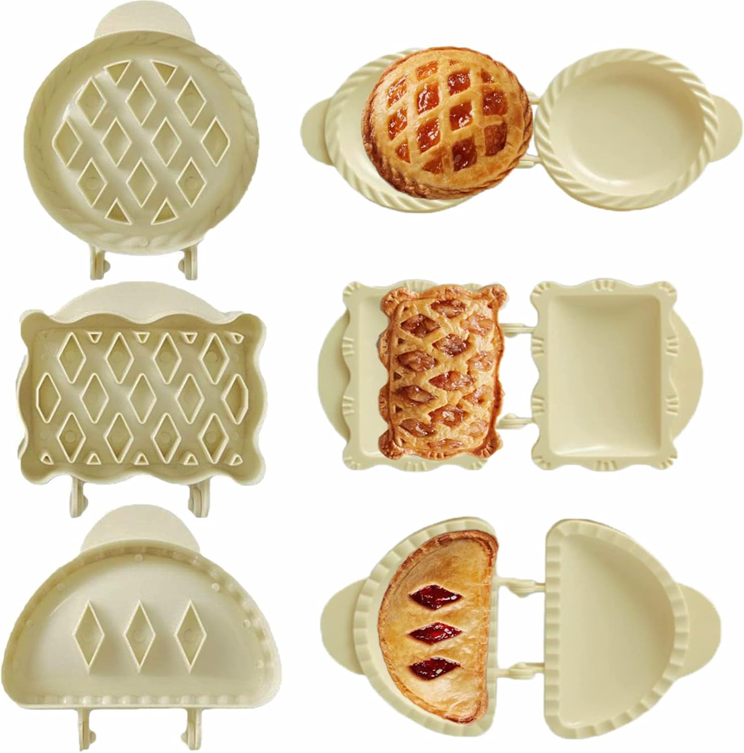 Gasusen Mini moldes clásicos para tartas de mano, prensa de bolsillo para tartas, moldes para prensatelas de bolsillo de masa, juego de pastel de