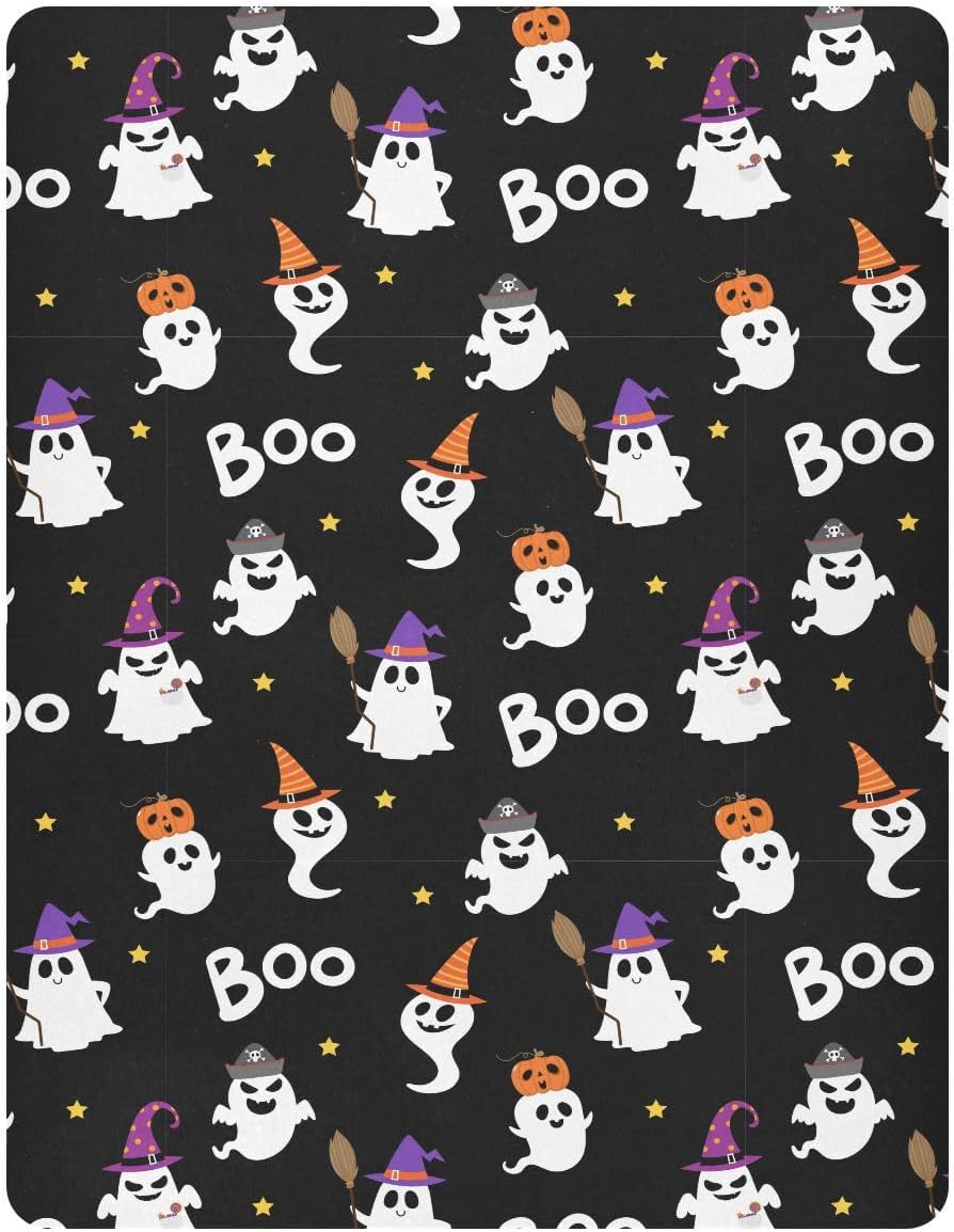 Sábana bajera ajustable para cuna de bebé, con bonito diseño de fantasma, para guardería, para niños y niñas, para cuna, mini cuna, 52 x 28 pulgadas