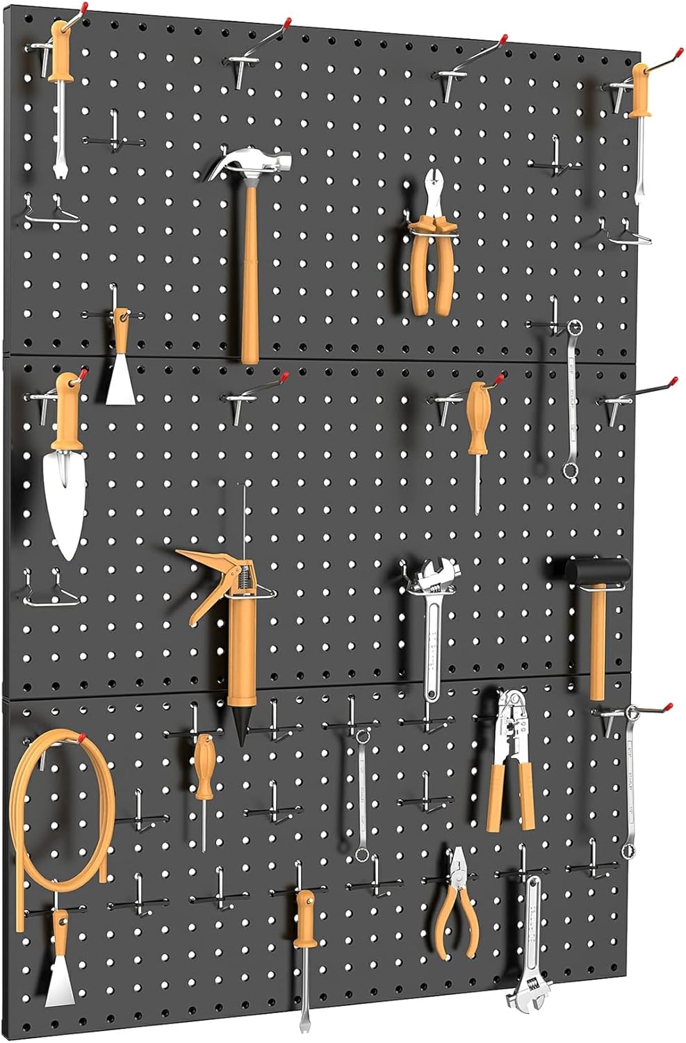 TORACK 3 paneles de metal para pared, garaje, herramientas utilitarias, sistema de almacenamiento de tablero de clavijas para banco de trabajo,
