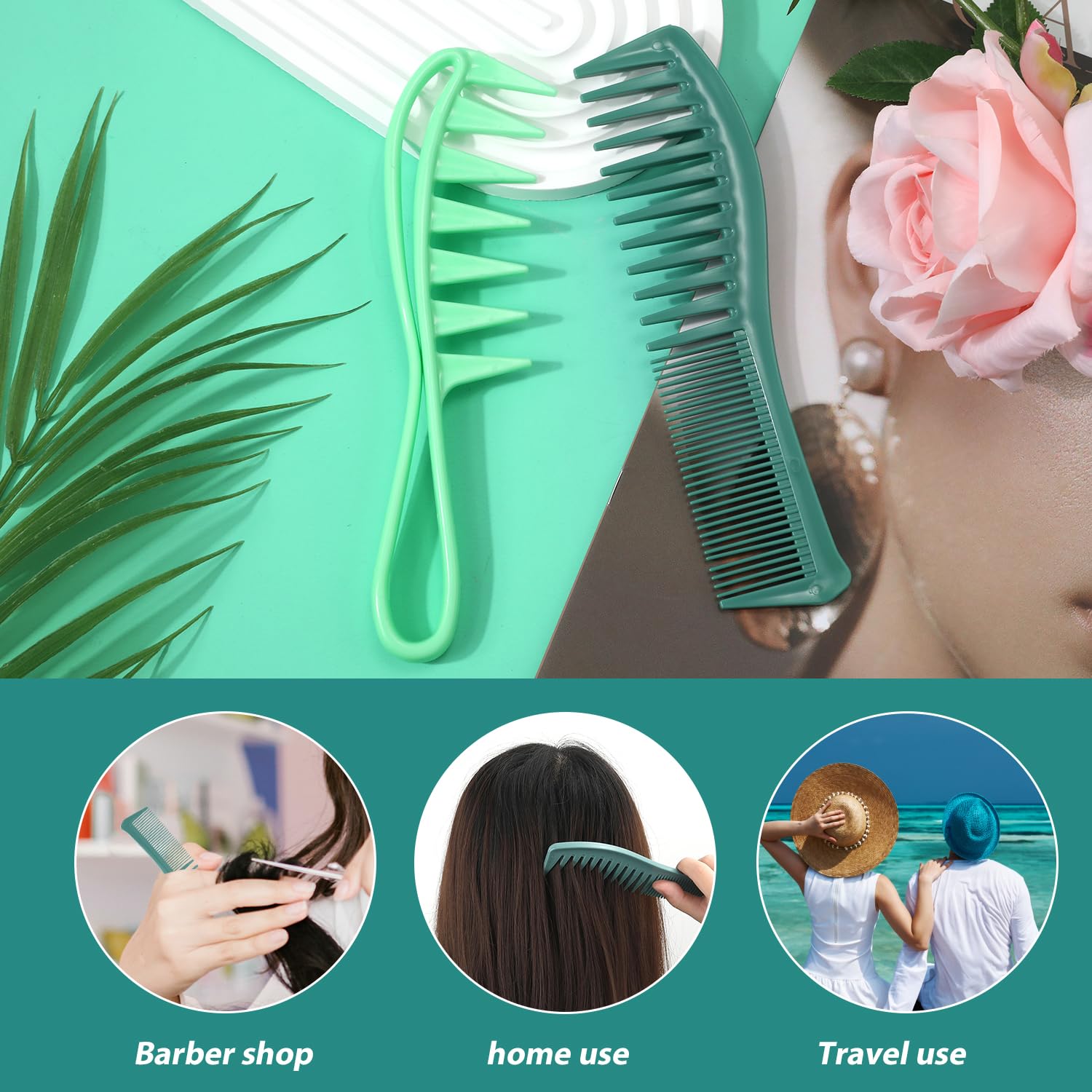 2 peines de dientes anchos, peine desenredante de 2 caras, dientes anchos y finos para mujeres y hombres, peine de dientes grandesgrandes,