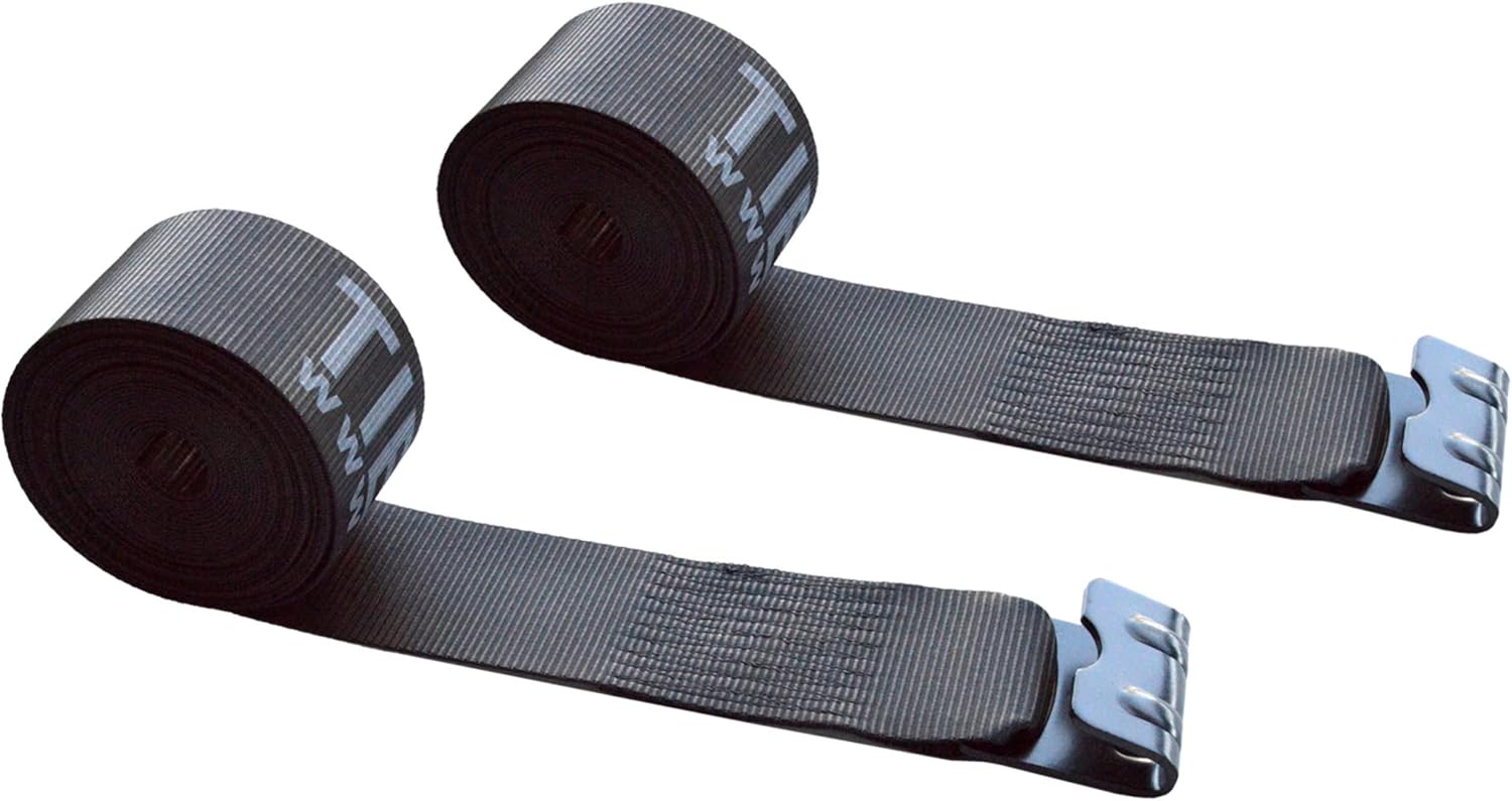 Paquete de 2 correas de amarre negras  Correa de cabrestante de amarre resistente de 4 pulgadas x 50 pies con ganchos planos  para cama plana,