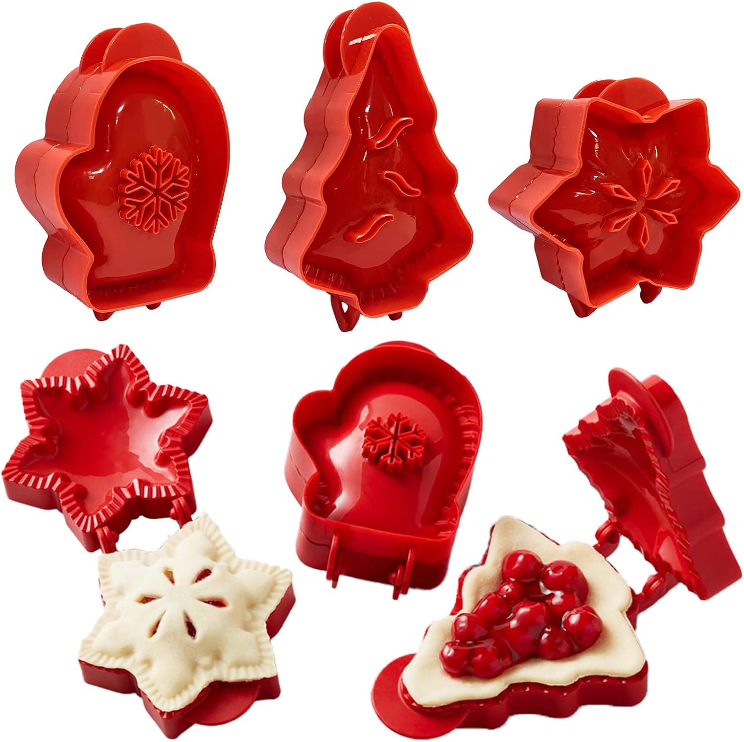 Juego de 3 moldes para tartas de mano, mini moldes de Navidad para hornear, prensatelas de bolsillo, se adaptan a todo tipo de festivales, fiestas