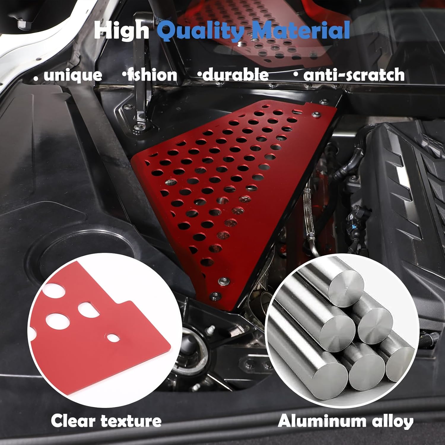 Cubierta de panel de bahía de motor compatible con Chevrolet Corvette C8 2020-2023, cubiertas traseras de aleación de aluminio para motor izquierda