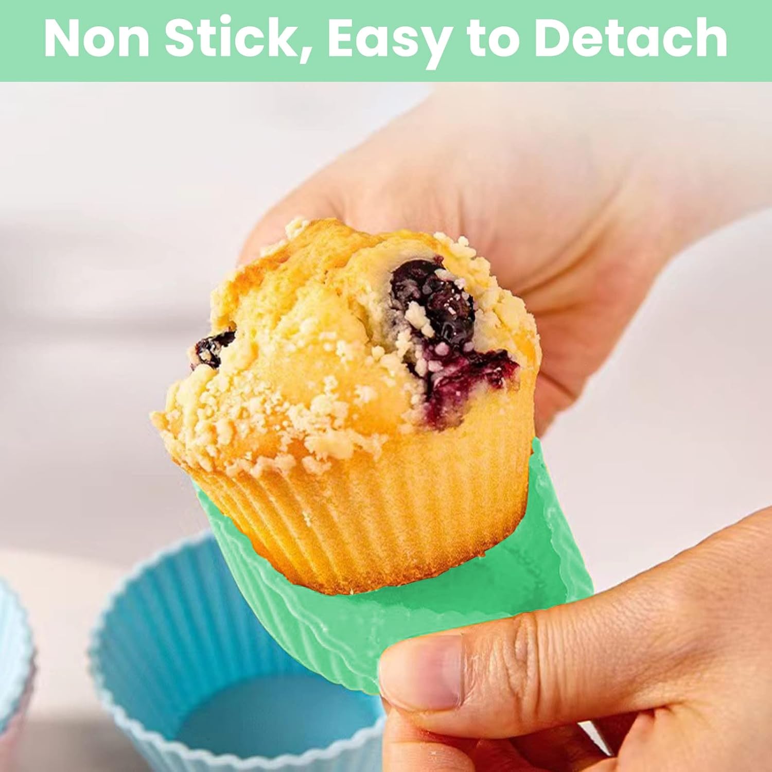 Revestimientos de silicona para cupcakes, paquete de 12 forros de silicona para magdalenas, tazas de silicona para hornear, forros reutilizables