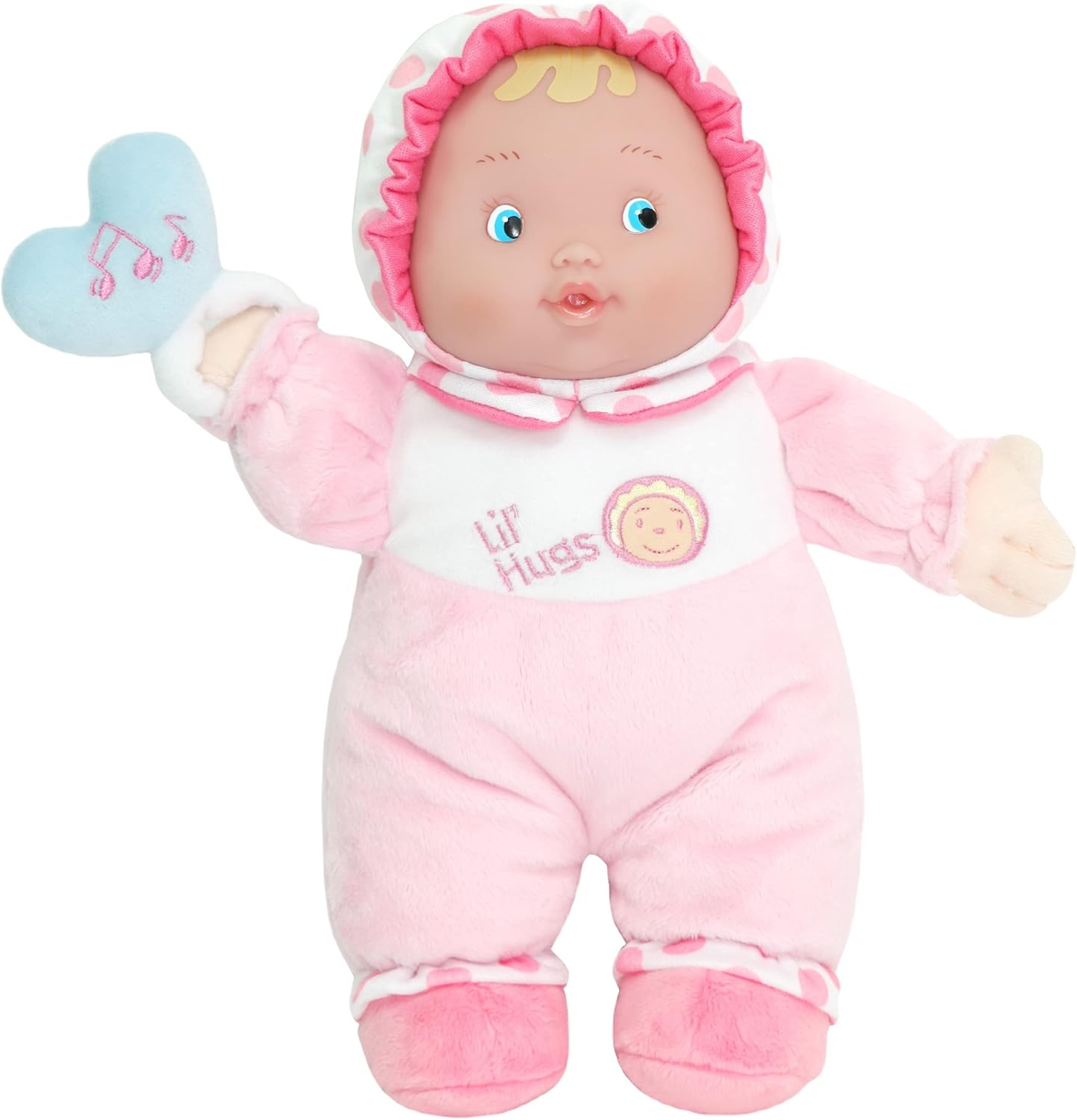JC Toys Lil’ Hugs Pink Soft Body – Tu primera muñeca bebé – Diseñado por Berenguer – Edades 0 +, 12 pulgadas