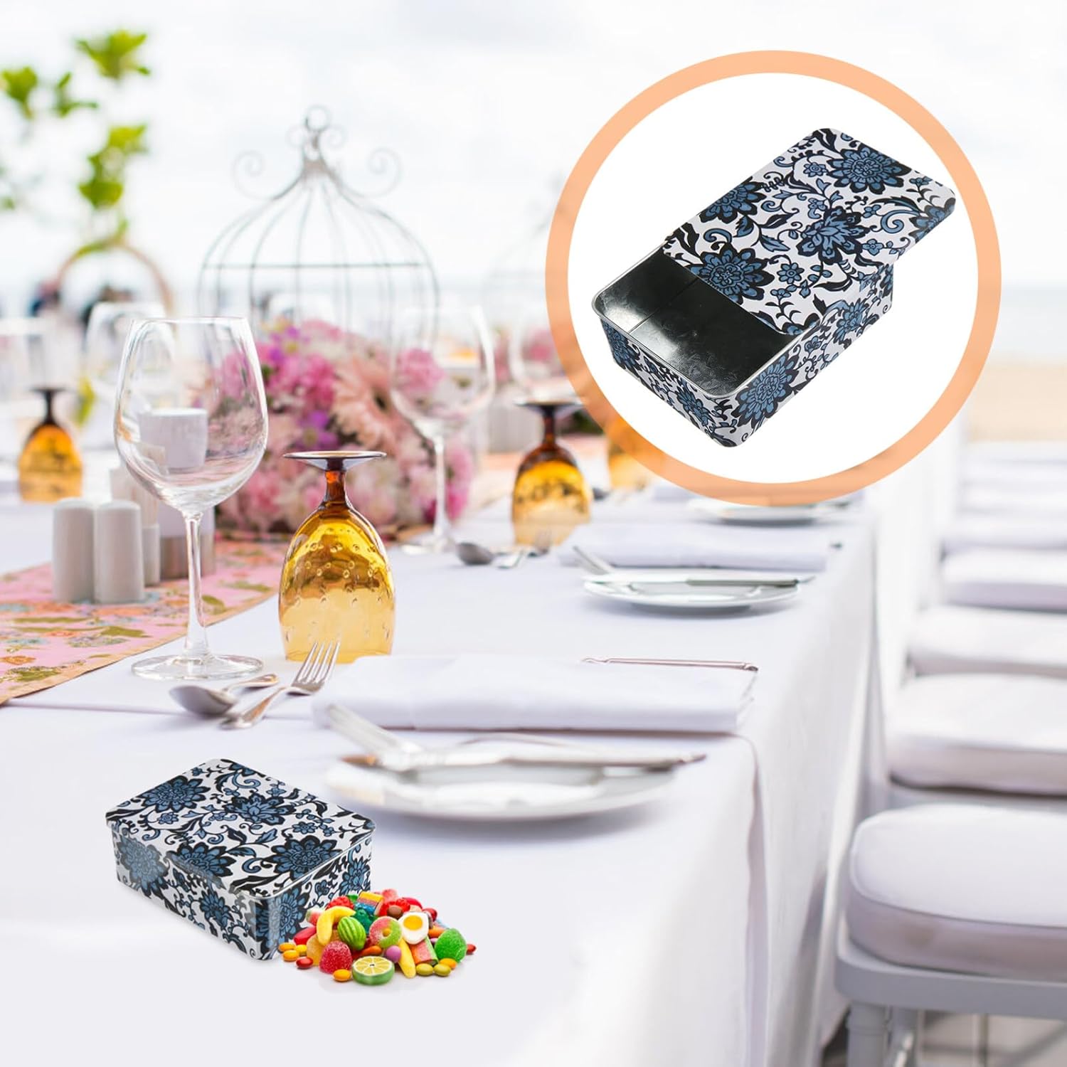 Zerodeko Caja vacía de hojalata de metal, caja de almacenamiento de hojalata con bisagras de metal, caja de almacenamiento de joyería con tapa, caja