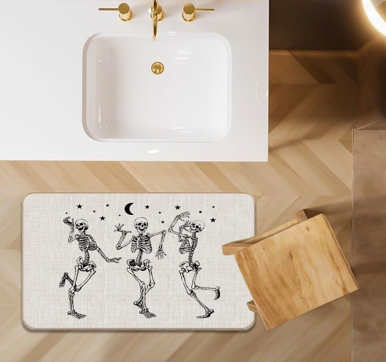 Lacosu Tapete para puerta de Halloween, esqueleto bailarín, calavera y calavera para puerta delantera, entrada interior y exterior, decoración del
