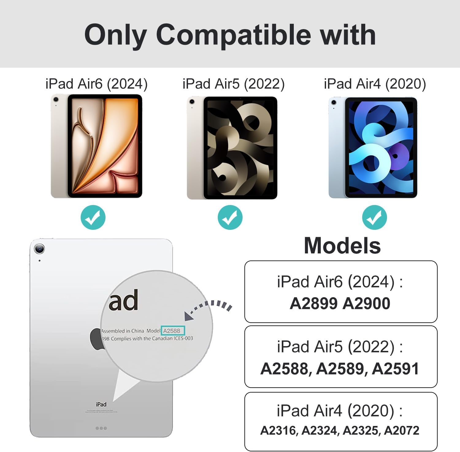 MYGROO Funda para iPad Air de 11 pulgadas 2024, iPad Air de 5 generación 2022 con soporte para lápices, funda Air de 4 generación 2020, funda