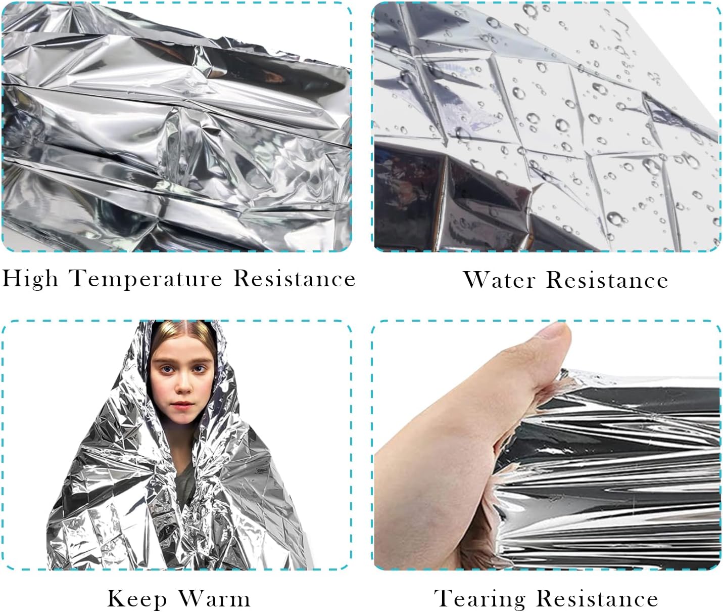 Paquete de 6 películas grandes de Mylar reflectantes plateadas, 51 x 82 pulgadas, alta reflectancia, mantiene el calor, aumenta eficazmente el