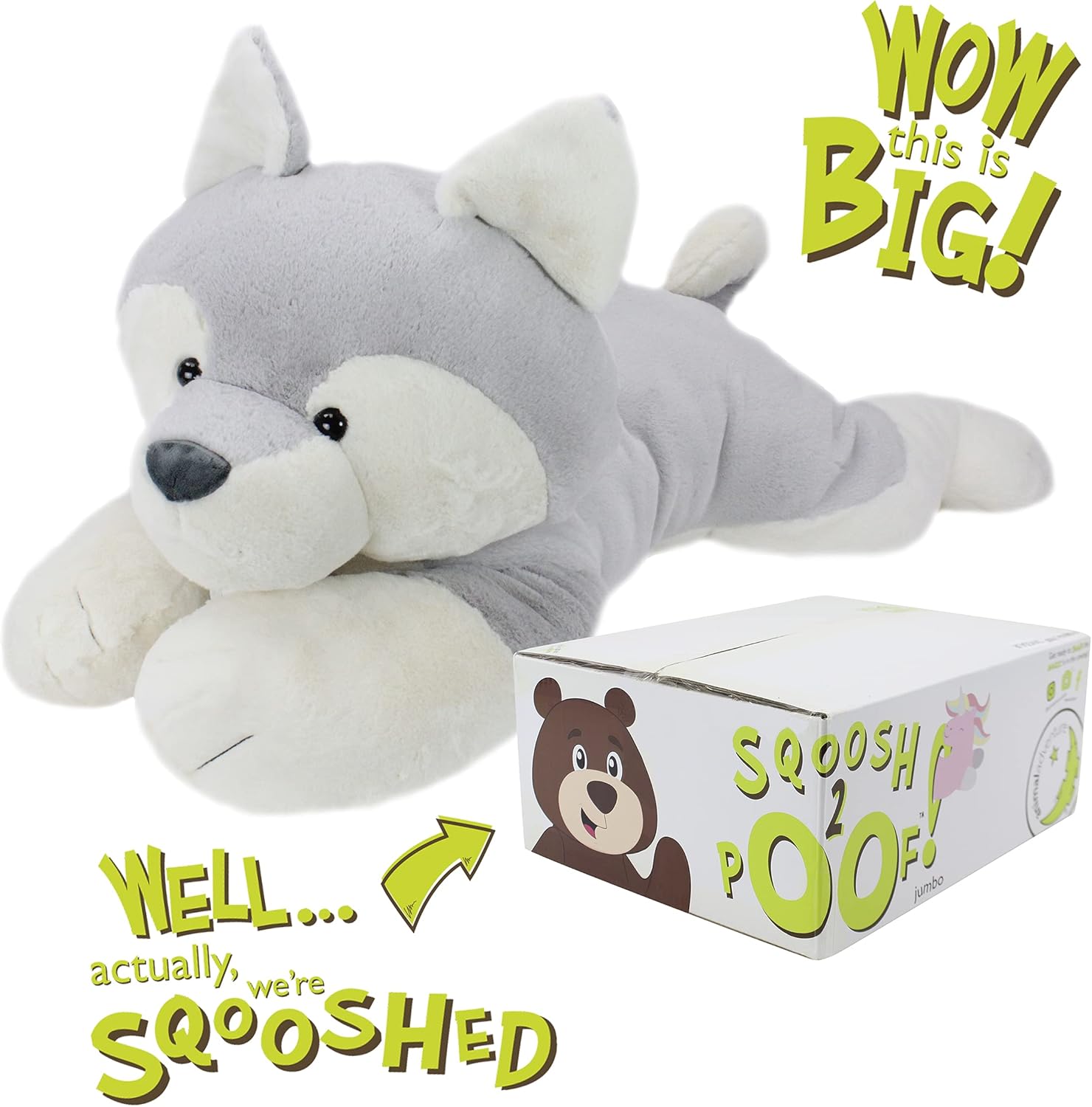 Animal Adventure, Sqoosh2Poof – Personaje de peluche gigante comprimido dentro de una caja pequeña, perro de 44 pulgadas