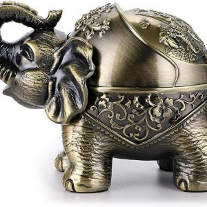 Hipiwe Cenicero de elefante resistente al viento con tapa, soporte de cenicero de metal de escritorio para uso en interiores o exteriores, bandeja Hipiwe Cenicero de elefante resistente al viento con tapa, soporte de cenicero de metal de escritorio para uso en interiores o exteriores, bandeja