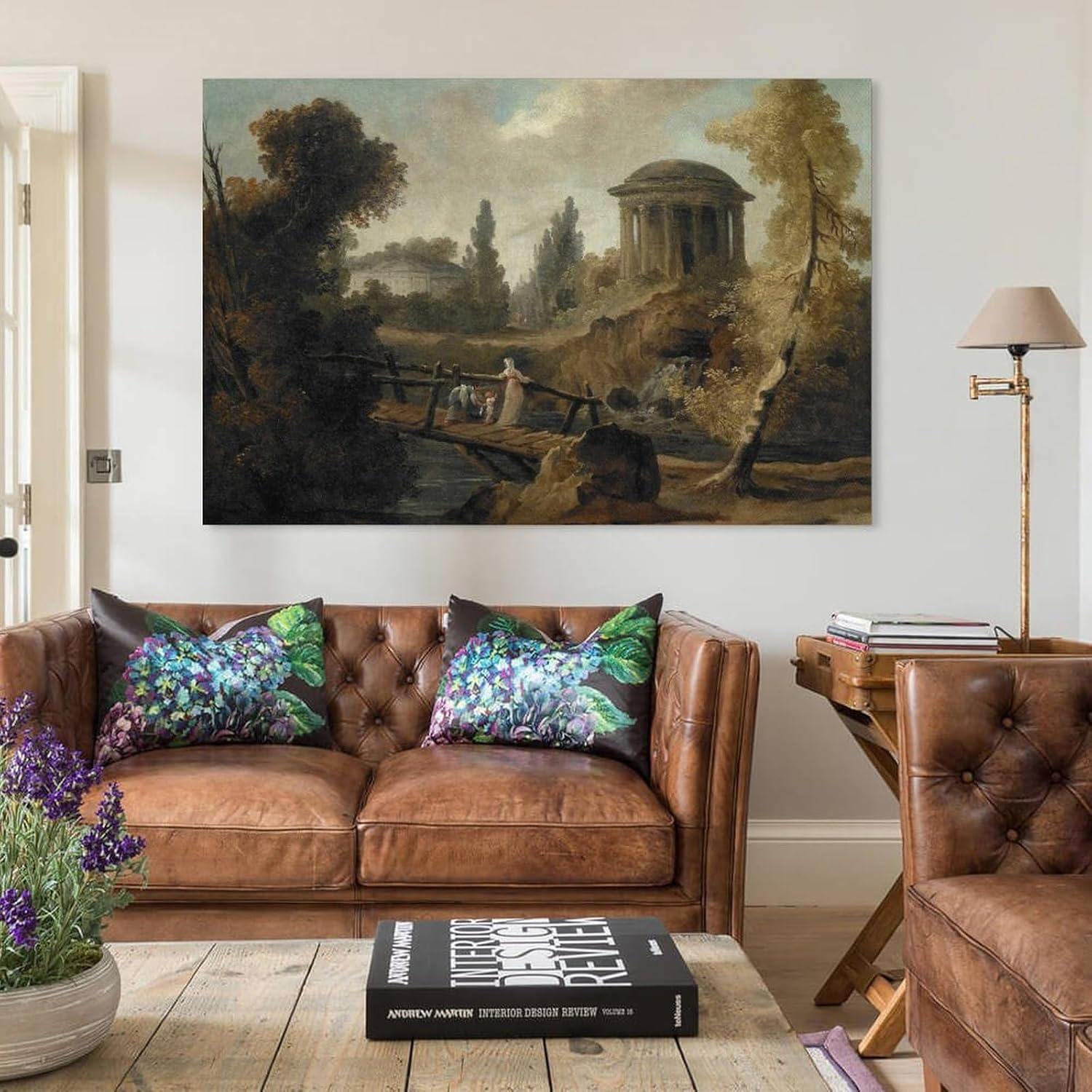 YANMING Póster decorativo decorativo para pared, diseño de Marius Hubert Robert, The Cascades at Tivoli Marius Hubert Robert