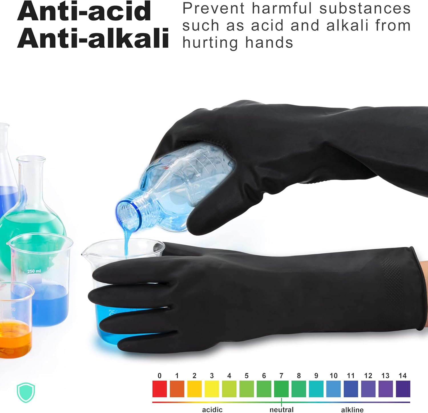 ThxToms Guantes de látex duraderos resistentes a productos químicos, guantes de goma de limpieza para proteger tus manos y tu salud, color negro, 1