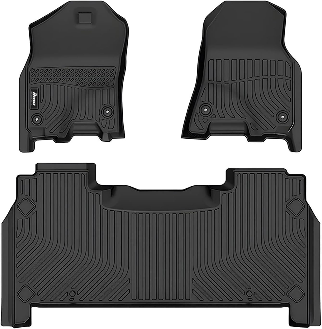 IKON MOTORSPORTS Alfombrillas de suelo de TPE 3D, compatibles con Ram 1500 Crew Cab 2019-2023, revestimientos de piso antideslizantes impermeables