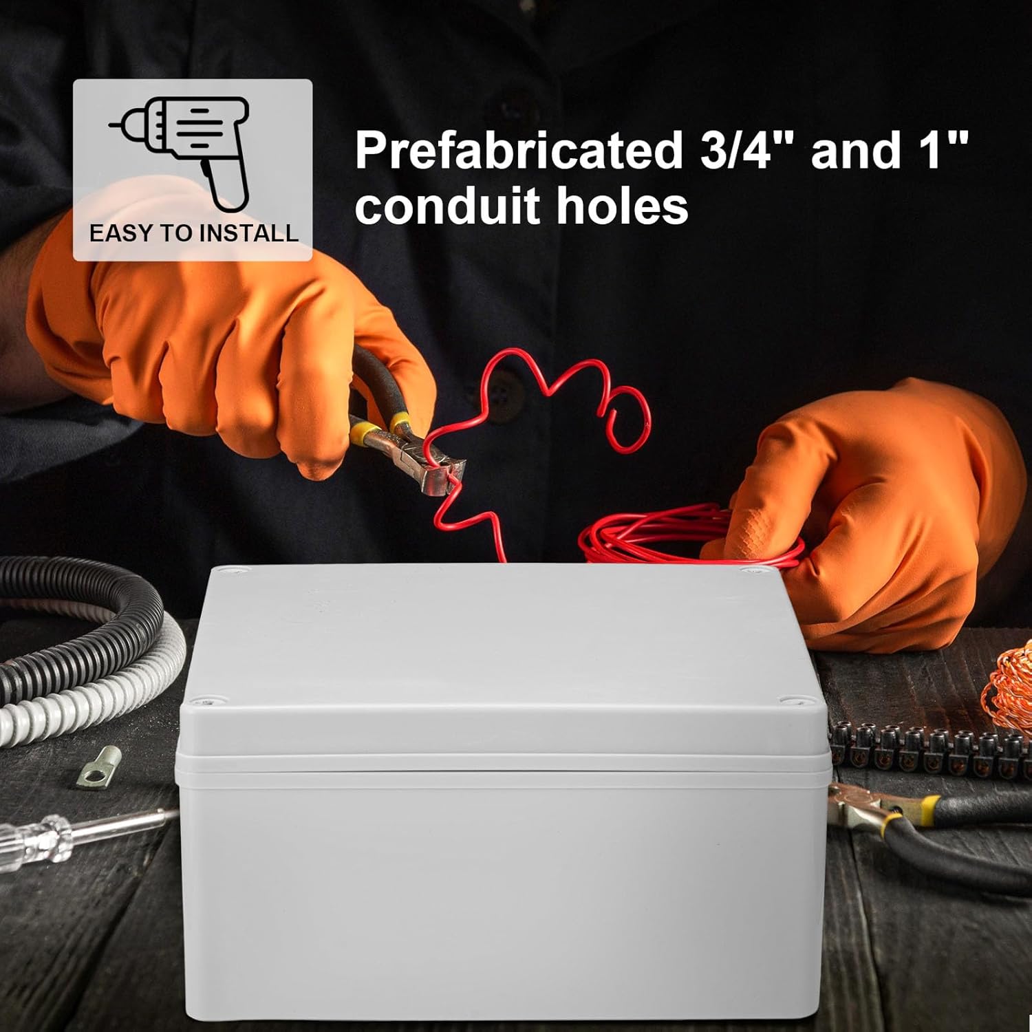 Kanayu Caja de conductos de plástico PS eléctrica IP65 impermeable a prueba de polvo para proteger cajas eléctricas, conductos y accesorios,