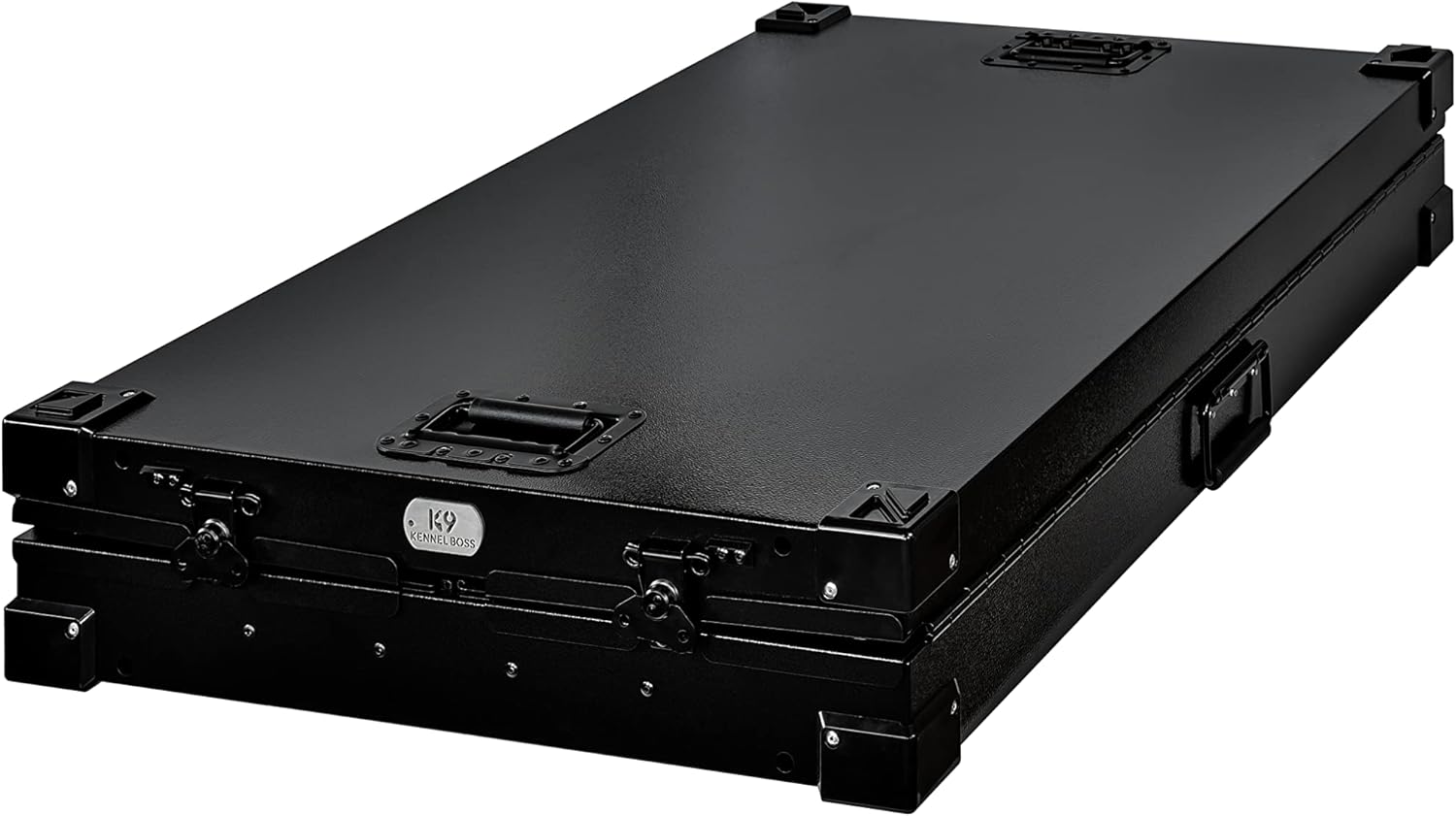 Caja para perros de aluminio con recubrimiento en polvo totalmente plegable y resistente – Grande (negro)