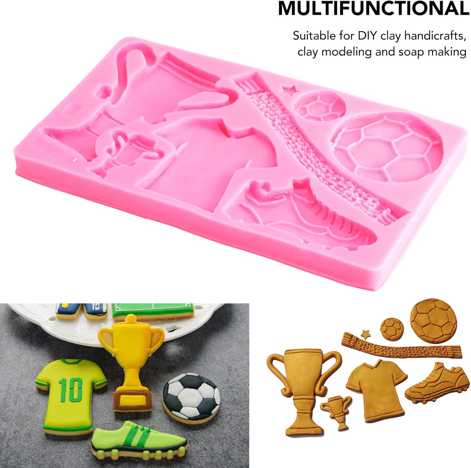 Mini Copa del Mundo de Fútbol, moldes de silicona para pastel temático, zapatos de fútbol, caramelo chocolate decorativo para cumpleaños, boda,