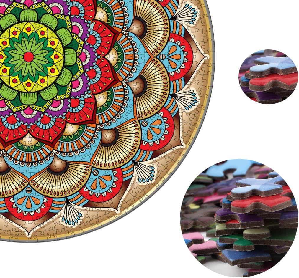 Rompecabezas de mandala de 1000 piezas para adultos, colorido rompecabezas redondo, rompecabezas de desafío para adultos